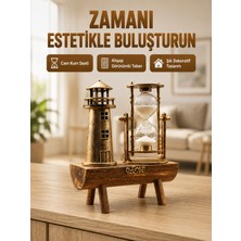 Getittir Deniz Feneri Tasarımlı Ahşap Kum Saati – Retro Masa Aksesuarı Yeni Nesil - Lisinya