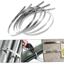 Asitan Cırt Kelepçe Metal Paslanmaz Çelik Kablo Zip Bağı Çok Amaçlı Bağlama 4.6X200 10 Adet