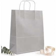 Asitan 25X31X12 cm Gümüş Renk Kağıt Hediye Çantası 2'li Set – Dayanıklı Hediye Paketleme Çantas