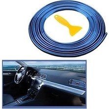 Asitan Mavi Araba Oto Trim Dekorasyon Şeridi Kauçuk Elastik Kolay Kurulum 5 Metre Şerit Bant