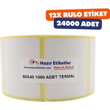 Asitan Eko Termal Etiket 50MM x 40MM 12000 Adet 40MM Kuka Çapında Direk Termal Transfer Etiketi 12 Rulo