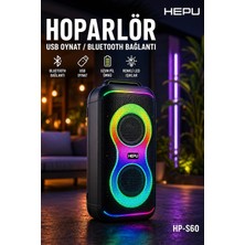 Asitan Hepu HP-S60 6000W Işıklı Karaoke Hoparlörü - Kablosuz Mikrofon Setli Parti Hoparlörü
