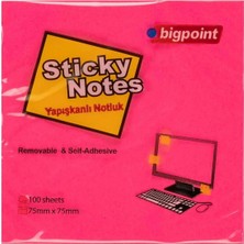 Bigpoint BP807-25 Yapışkanlı Not Kağıdı 75X75MM Neon Kırmızı