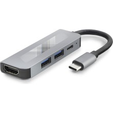 Gees Global Type-C Hub HDMI 4K USB 3.0 Pd 4 Port Gri HDX7840