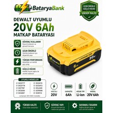Dewalt Uyumlu 20V 6AH Li-Ion Şarjlı Matkap Bataryası - Bataryabank