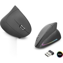 Gees Global Ergonomik Dikey Mouse Dual Mode 1600 Dpi Sessiz Rgb - Siyah ND1211