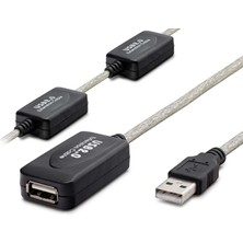 Gees Global USB Uzatma Kablosu 15 M - Silver Siyah HDX7537