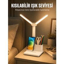 Teknodayım Kısılabilir LED Masa Lambası – Kalemlik, Telefon Standı Okuma Işığı Bir Arada Yeni Nesil