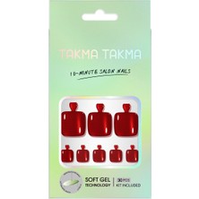 Takma Takma Kırmızı Cat Eye Ayak Tırnağı Soft Jel Takma Tırnak MAYT-3536  Bordo