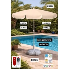 Asitan Krem Havuz Bahçe Balon Şemsiyesi, 2 Metre, 10 Telli, Polyester, Bidonlu