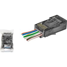 Gees Global Cat6 Ez RJ45 Konnektör - 100 Adet Siyah / Ekonomik Poşet Paket ND2410