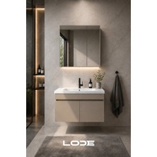 Lode Bath Kale Serisi Banyo Dolabı Seti | Banyo Alt Dolap - Aynalı Üst Dolap | Cerastyle Frame Lavabolu, Lavabo-Aynalı Üst Dolap Dahil
