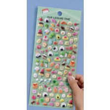 BNG STR 3D Kabartmalı Sticker Suşi ve Mini Yiyecekler Puffy Çıkartma Bullet Journal Defter ve Telefon Süsleme Etiketi