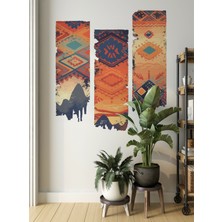 S Digital Etnik Desenli Eskitme Görünümlü Duvar Sticker Seti (3’LÜ)–30X90 cm – Kendinden Yapışkanlı Mat Folyo