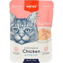 Wanpy 85 gr Pouch Tavuklu & Karidesli Yaş Kedi Maması 12 Adet