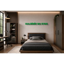 Boyutron Kalbimiz Bu Evde Modern 3D Baskı Dekoratif Duvar Yazısı Tablo - Green - 10 cm Yükseklik
