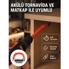 Azrlya Esnek Bits Uç Seti 12 Parça Manyetik Adaptörlü Matkap Tornavida Aksesuarı - Lisinya
