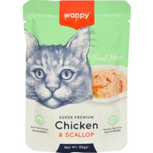 Wanpy 85 gr Pouch Tavuklu & Morina Balıklı Yaş Kedi Maması 12 Adet