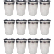 Uslucan Alışveriş 12 Adet Paslanmaz Çelik Krom Bardak 9 x 7,5 x 5,5cm