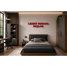 Boyutron Lezzet Burada Başlar Modern 3D Baskı Dekoratif Duvar Yazısı Tablo - Red - 10 cm Yükseklik