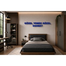 Boyutron Güzel Yemek Güzel Sohbet Modern 3D Baskı Dekoratif Duvar Yazısı Tablo - Navy Blue - 10 cm Yükseklik