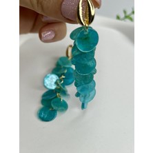 Badiva.co Akrilik Pullu Sallantılı Küpe (Turkuaz)