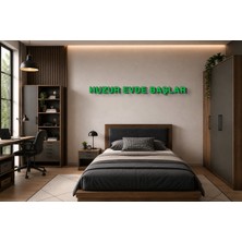 Boyutron Huzur Evde Başlar Modern 3D Baskı Dekoratif Duvar Yazısı Tablo - Green - 10 cm Yükseklik