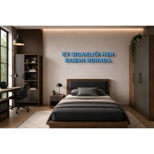 Boyutron Ev Sıcaklığı Her Zaman Burada Modern 3D Baskı Dekoratif Duvar Yazısı Tablo - Sky Bkue - 10 cm Yükseklik