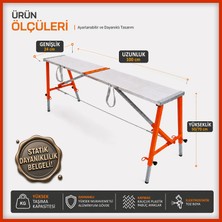 Midilli Alüminyum Gövdeli Çelik Ayaklı Teleskopik Katlanır Inşaat Iskelesi - 400 kg Taşıma Kapasitesi 70X24X100CM