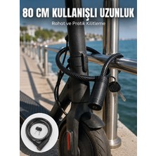 Azrlya Bisiklet ve Scooter Kilidi 12 mm Çelik Halat 80 cm Anahtarlı Kilit Pvc Koruyucu Kaplama 2 Anahtarlı Güvenlik Sistemi - Lisinya