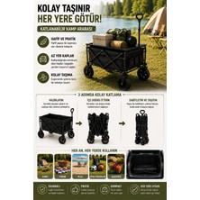 Azrlya Kamp Piknik Plaj Arabası Katlanabilir Masalı Çekme Kollu Kompakt Taşıma Arabası 130 kg - Lisinya