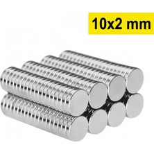 Hace Bazaar 10 Adet 10X2MM Yuvarlak Neodyum Mıknatıs Güçlü Magnet Nikel Kaplamalı