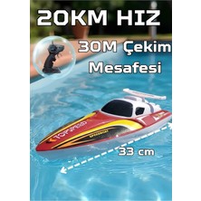 Boratila Toys 20KM Hızlı Şarjlı Uzaktan Kumandalı Çift Pervaneli Yüksek Itiş Güçlü Darbeye Dayanıklı Sürat Teknesi