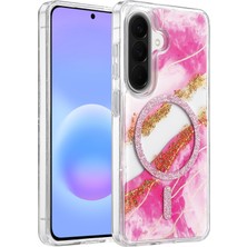 Uray Store Onegif Samsung Galaxy A56 Lotus Simli Magsafe Kapak - Pembe