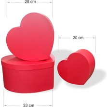 M3 Decorium Büyük Derin Üçlü 3 Boy Kırmızı 33 cm Kalp Kutu Hediyelik Mücevher Takı Elbise Çorap Gardrop Düzenleme Kutusu