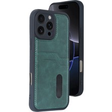 Ankaverse®  iPhone 16 Pro Max Kılıf Sara Kartvizitli Deri Kılıf - Koyu Yeşil
