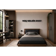 Boyutron Hoş Geldin Dost Modern 3D Baskı Dekoratif Duvar Yazısı Tablo - Mat Siyah - 10 cm Yükseklik