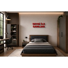 Boyutron Sevgi Ile Sarıldın Modern 3D Baskı Dekoratif Duvar Yazısı Tablo - Red - 10 cm Yükseklik