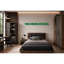 Boyutron Sen Benim Evimsin Modern 3D Baskı Dekoratif Duvar Yazısı Tablo - Green - 10 cm Yükseklik