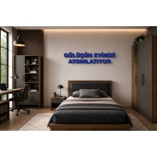Boyutron Gülüşün Evimizi Aydınlatıyor Modern 3D Baskı Dekoratif Duvar Yazısı Tablo - Navy Blue - 10 cm Yükseklik