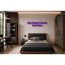 Boyutron Gülümseyerek Buyrun Modern 3D Baskı Dekoratif Duvar Yazısı Tablo - Purple - 10 cm Yükseklik