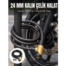 Azrlya Güçlü Çelik Halat Yapısıyla Motosiklet, Bisiklet ve Scooter Için Güvenli Kilit - Lisinya