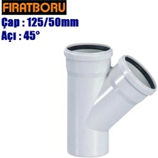 Fırat Pvc Tek Çatal 125/50MM 45°, Pvc Tek Çatal 45°, 1 Adet