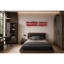 Boyutron En Güzel Anlar Dışarıda Geçer Modern 3D Baskı Dekoratif Duvar Yazısı Tablo - Red - 10 cm Yükseklik