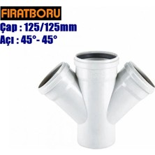 Fırat Pvc Çift Çatal 125/125MM 45°-45°, Pvc Çift Çatal 45°-45°, 1 Adet
