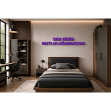 Boyutron Sen Bizim Mutluluğumuzsun Modern 3D Baskı Dekoratif Duvar Yazısı Tablo - Purple - 10 cm Yükseklik