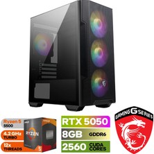 MSI Şafak-Gaming Pc-Red-Strıke- Amd Ryzen 5 5500 16GB Ram Rtx 5050 8gb 500GB M.2 SSD 600W Win 11 Pro Wi-Fi Masaüstü Oyuncu Bilgisayarı
