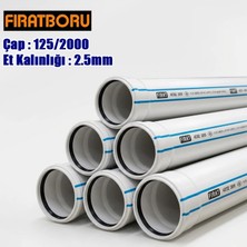 Fırat 125/2000MM Pvc Atık Su Borusu, 2.5mm Et Kalınlığı, 1 Adet