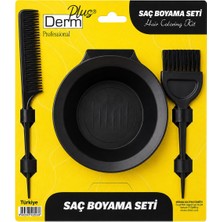 Plus Derm Profesyonel Saç Boyama Seti – Boya Kabı, Boya Fırçası ve Tarak 3 Parça