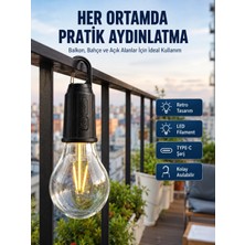 tp Buğz Şarjlı Dekoratif Kamp Lambası Askılı Ampul LED Işık Type-C Girişli